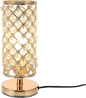 VALICLUD Kristall Tischlampe Wohnzimmer Schreibtischlampe Mit Eu Stecker Goldfarben Tasten Schalter Stabile Dekorative Innenleuchte Für Wohnraum