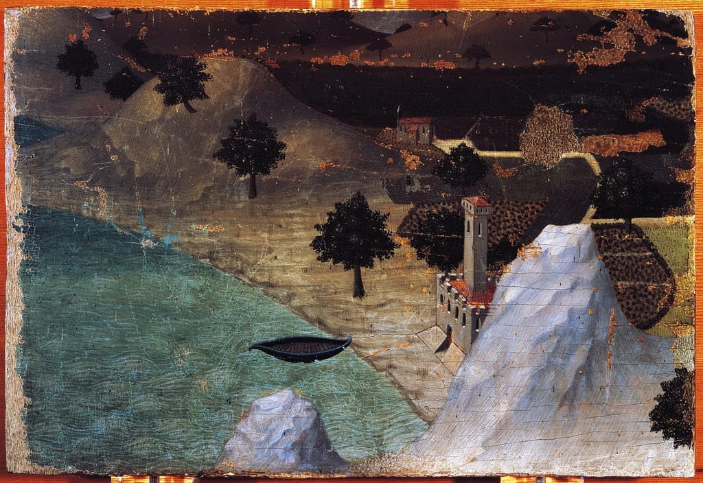 Château par Ambrogio Lorenzetti poster impression sur toile 60x90cm sans reflet