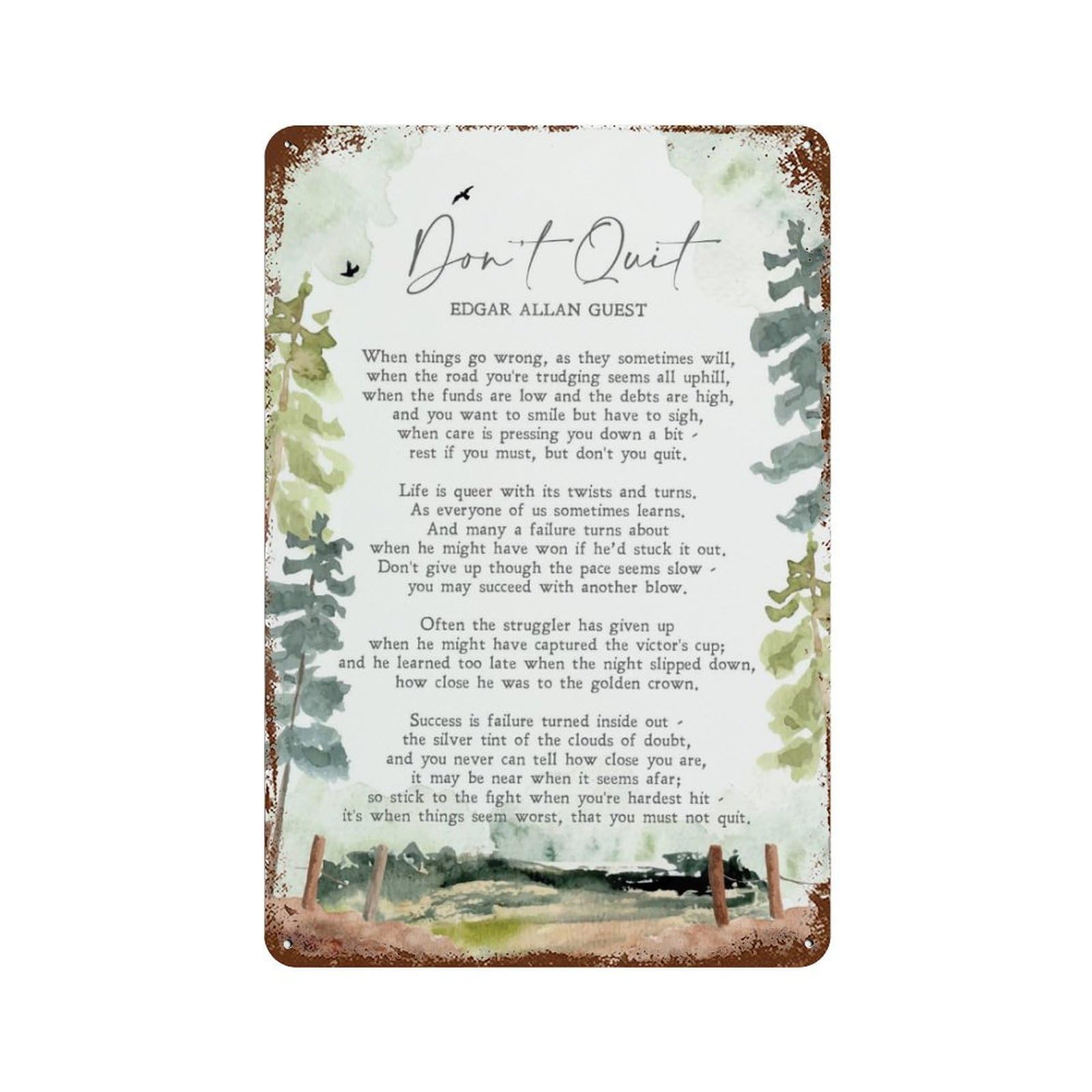 xiaoxiaoshen Quote Don't Quit By Edgar Albert Guest Poem Wall Decor Art Metal Tin Poster Modern Home Decor Art Home Bar Shop Decorations Vintage Sign 30x20cm