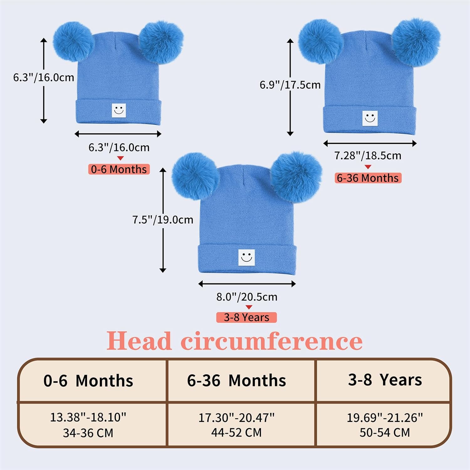 AZJ Baby Beanie Hat Toddler Infant Winter Knitted Hat Kids Soft Warm Pom Pom Beanie Cap for Boys Girls - Image 2