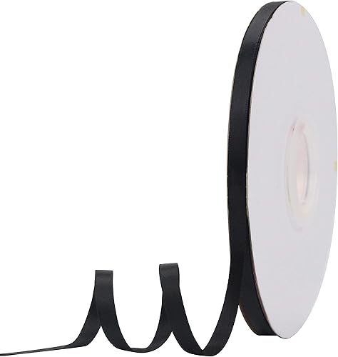 MEEDEE - Cinta negra de satén negro de 14 pulgadas, cinta de satén de doble cara, cinta decorativa negra, cinta de boda negra, cinta de seda negra