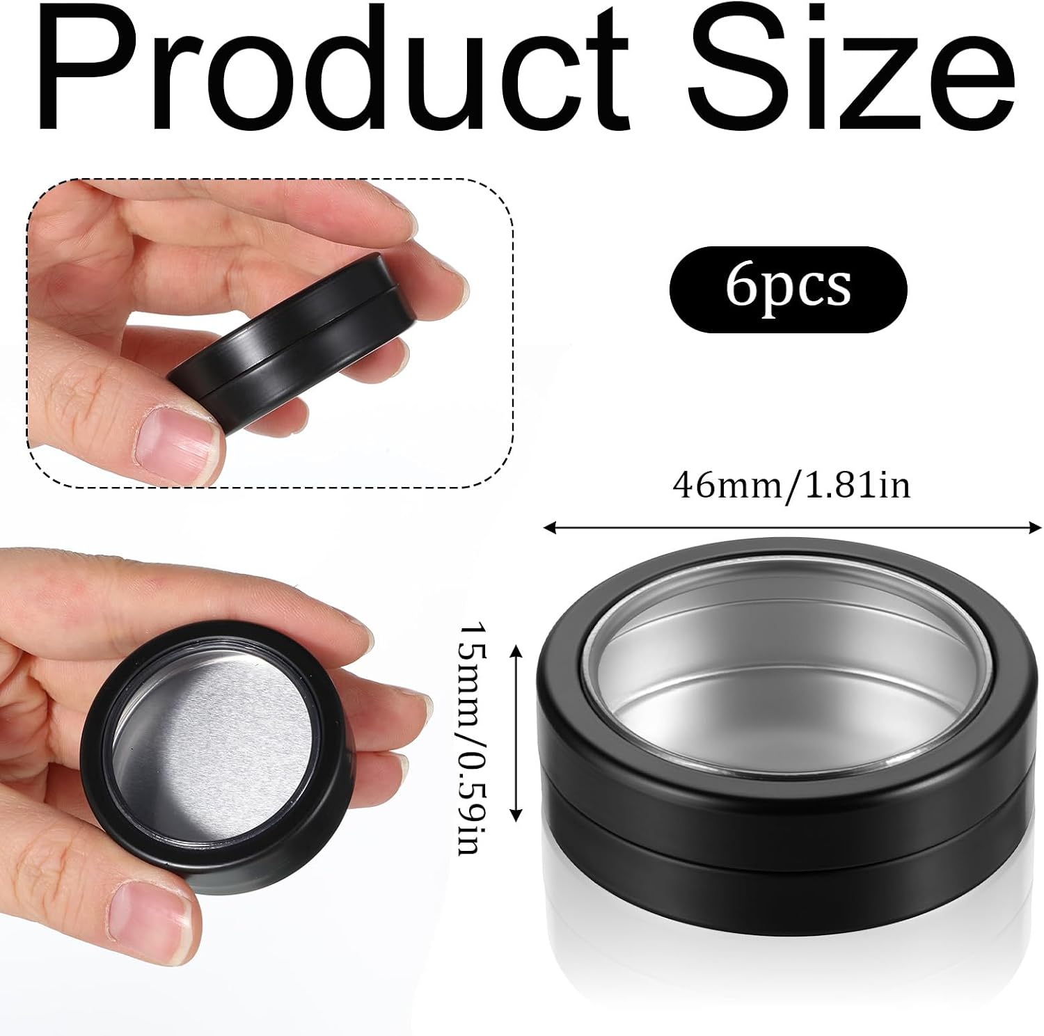 6 Pack Small Tins with Lids 0.5 oz Metal Tin Can Mini Aluminum Tins for Salves, Lotion Bars, Balms, Creams, Makeup Cosmetic