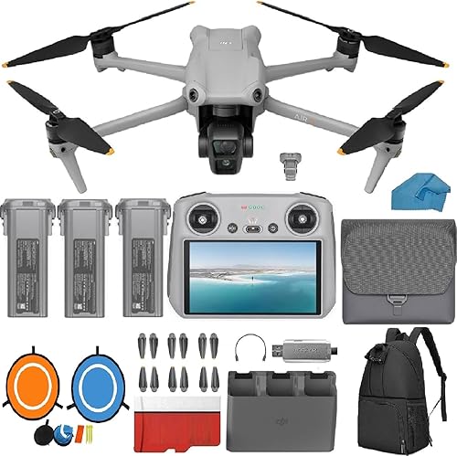 DJI Air 3 Drone Fly More Combo con control remoto de pantalla DJI RC 2 con 4K HDR, tiempo de vuelo máximo de 46 minutos, paquete de 48 MP con