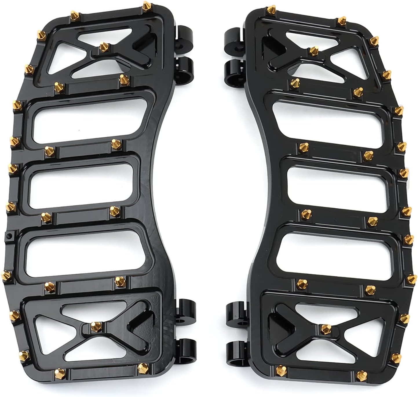 Motorcycle Mini Floorboards MX Wide Foot Pegs Spike for 86-Later Touring Road Glide Street Glide Road King Electra Glide Trike 12-16 Dyna FLD 86-17 Softail Breakout Fat Boy (Black Gold)