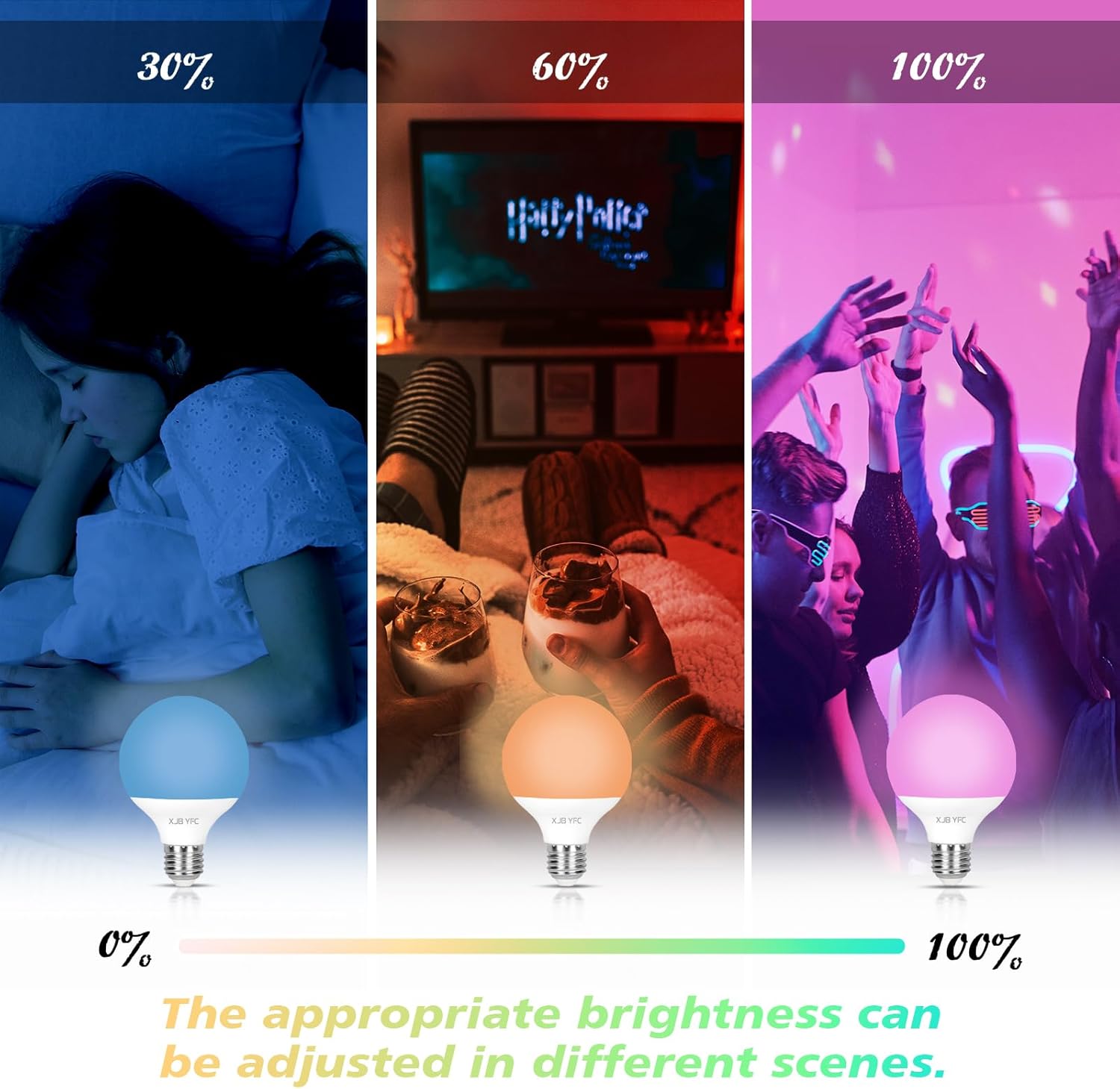 RGB LED Color Changing Light Bulb, 12W Dimmable Bluetooth Light Bulbs with E26 Base, Compatible with Mobile App & Remote Controller, Featuring Millions of Colors and Multiple Dynamic Modes (2 Pack)