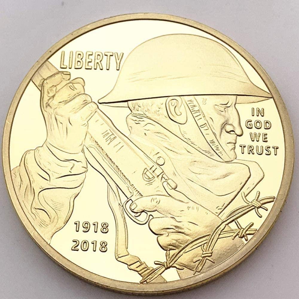 Chaenyu American World War I 100th Anniversary Gold-Plated Flying Eagle Army Fan Gold Coin Sniper Coin Medal Gift Souvenir Collection Commemorative Coin