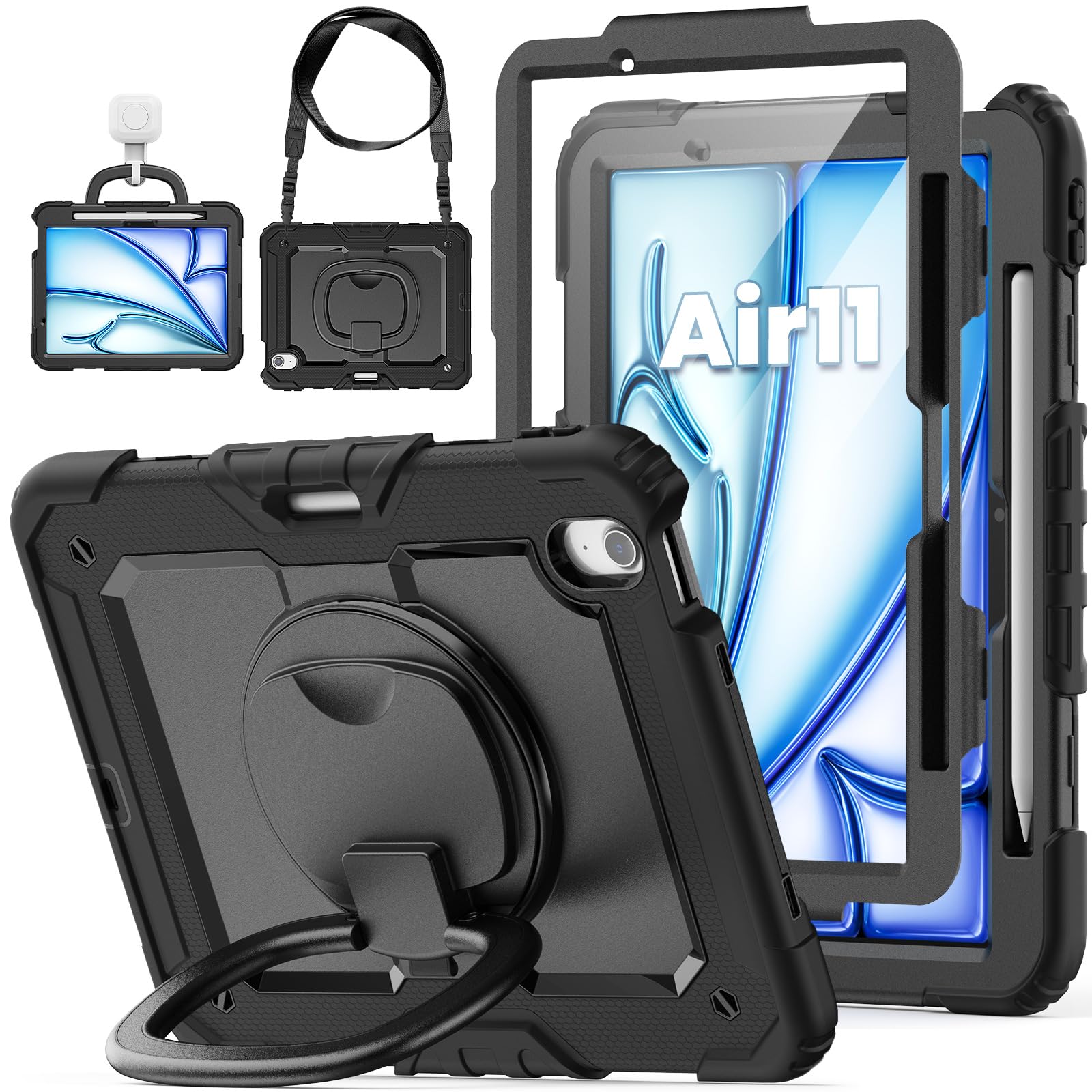 Case for iPad Air 11 Inch (M3 2025 / M2 2024): ZSLVPN Shockproof Protective Case for iPad Air 11 6th Generation with Screen Protector - Pencil Holder