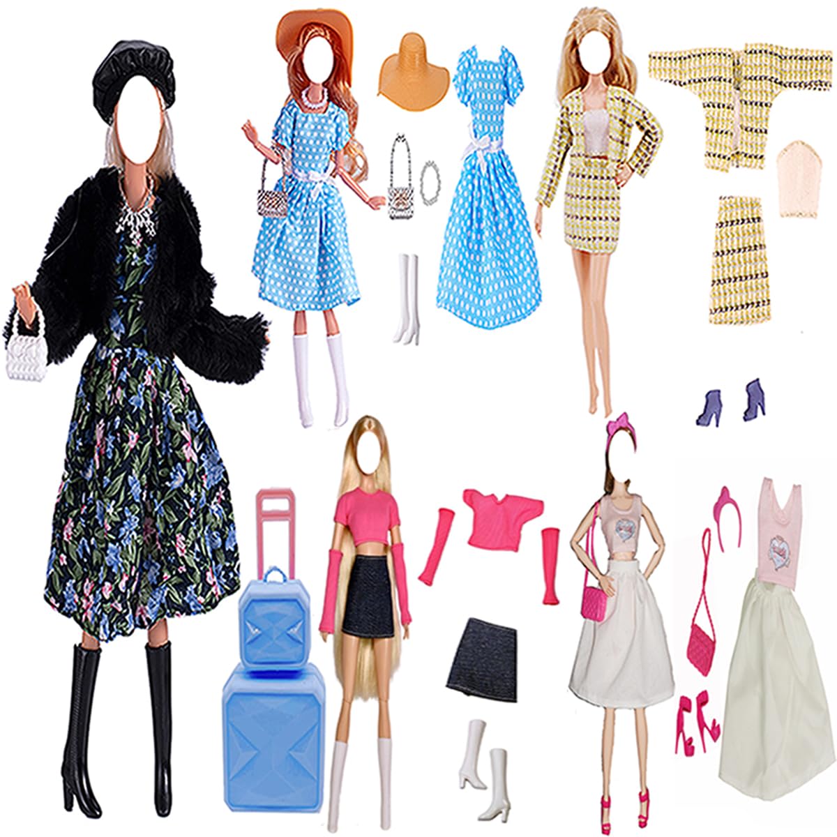 Doll Clothes, Lance Home 5 Sets Fashion Outfits Autumn Dresses Spring clothes Sweater Pants Shoes Socks Bag For 29cm Dolls Accessories Baby Gifts (G)