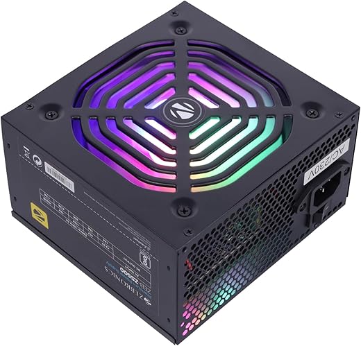 ZEBRONICS ZS500 500W Power Supply with Silent 120mm RGB Fan, SATA x 3, 12V 28A (Max.), Over Voltage/Short Circuit Protection