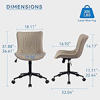 Vista 61 de YOUNIKE Silla de oficina, silla de escritorio sin brazos con ruedas, sillas giratorias ajustables para computadora de oficina en casa, silla