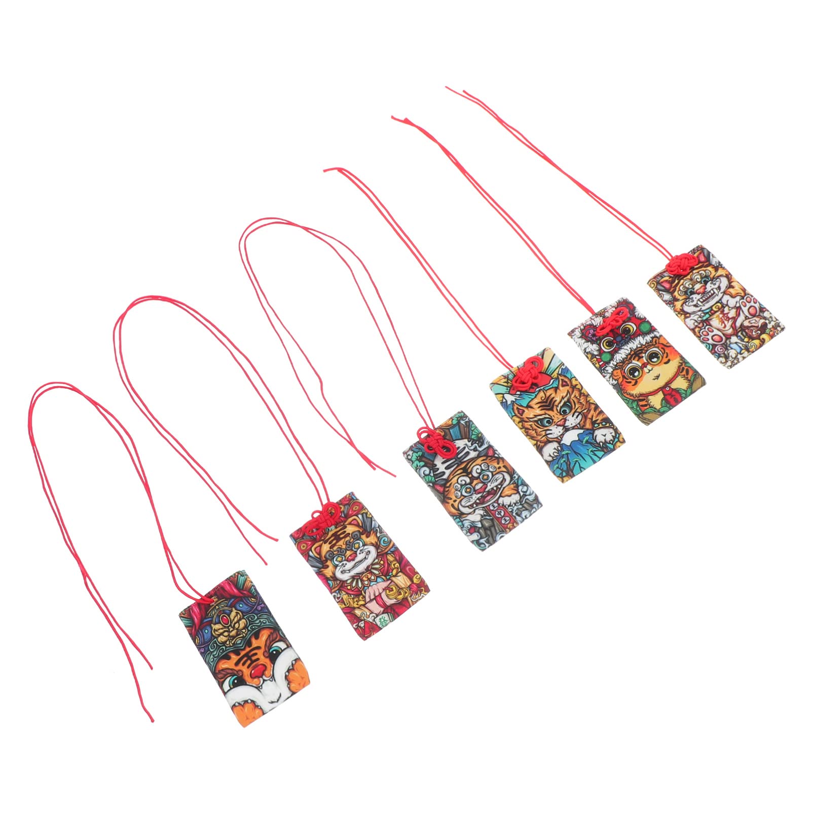SEWACC 6pcs Chinese Zodiac Tiger Omamori Good Luck Bag Charms Ornament Shrine Lucky Amulet for 2022 Chinese New Year Spring Festival Love Education Wealth Health Mixed