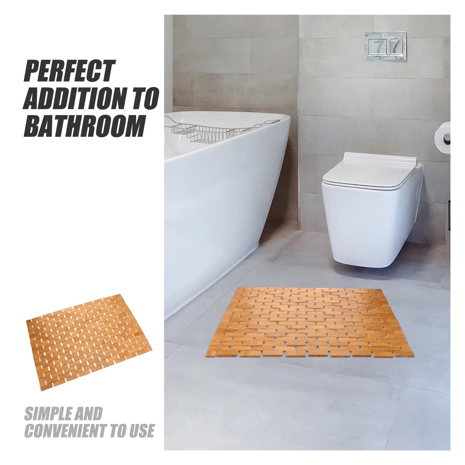 Alfombrilla de baño de Madera Alfombra de baño Piso Ducha Antideslizante | Bañera Baño Antideslizante Cuadrado Habitación Minimalista Dormitorio