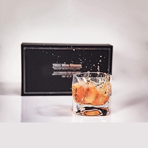 Miniatura 6 de Juego de 2 vasos de whisky a la antigua, vasos transparentes de roca de 10 onzas con caja, juego de vasos de whisky de cristal para parejas, diseño