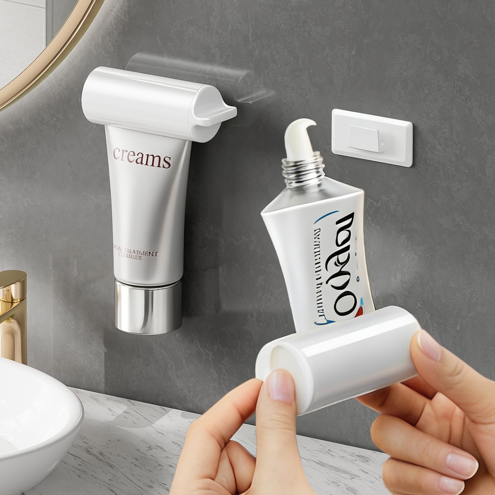 Wall Mounted Toothpaste Squeezer, White 1Pcs | Adhesive Wall Mount, Tube Squeezer, Bathroom Organization, Effortless Squeezing, Saving Design, Universal Tube Compatibility-image-10