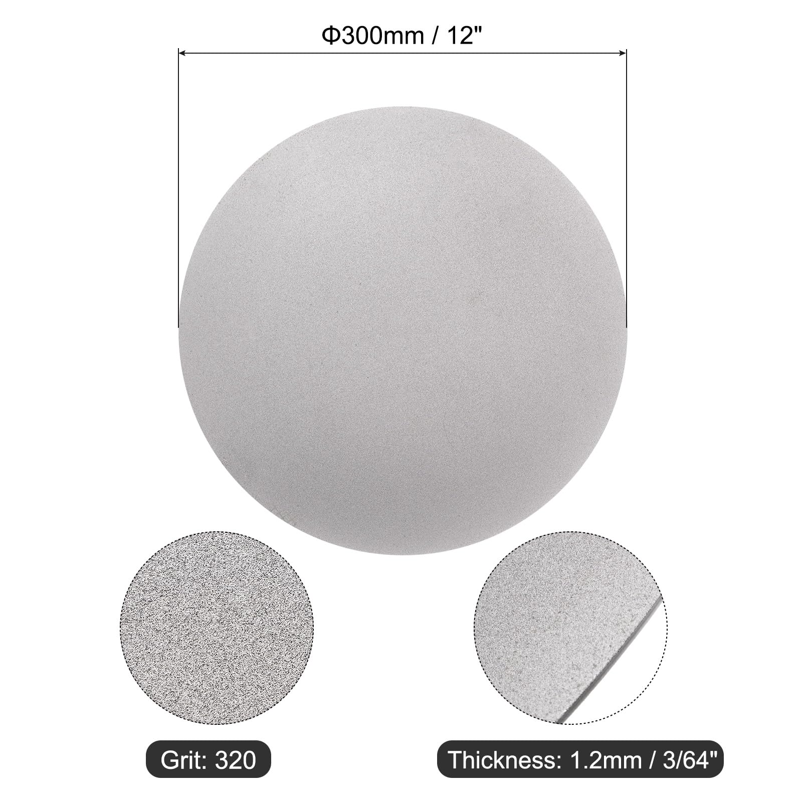 uxcell Diamant-Schleifscheibe, 300 mm, Körnung 320, ohne Mittelloch, flache Rundscheibe, Polierscheiben, Schleifscheibe für Edelstein, Fliesen, Porzellan, Glas, Stein, Metall