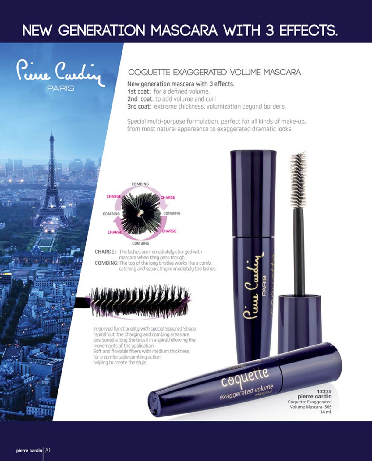 Pierre Cardin Coquette Exaggerated 3 Etkili Yeni Nesil Volume Maskara (14 ml)
