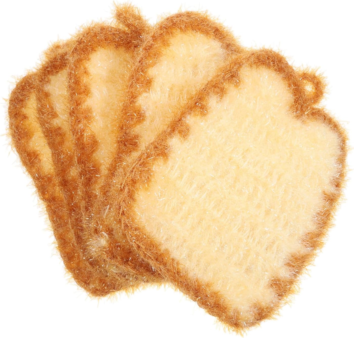 Garneck Reusable Non-Stick Oil-Repellent Kitchen Dishcloths, Acrylic Bread-Shaped Scrubbing Towels, Multipurpose Cleaning Wipes for Dishes and Surfaces, 5pcs