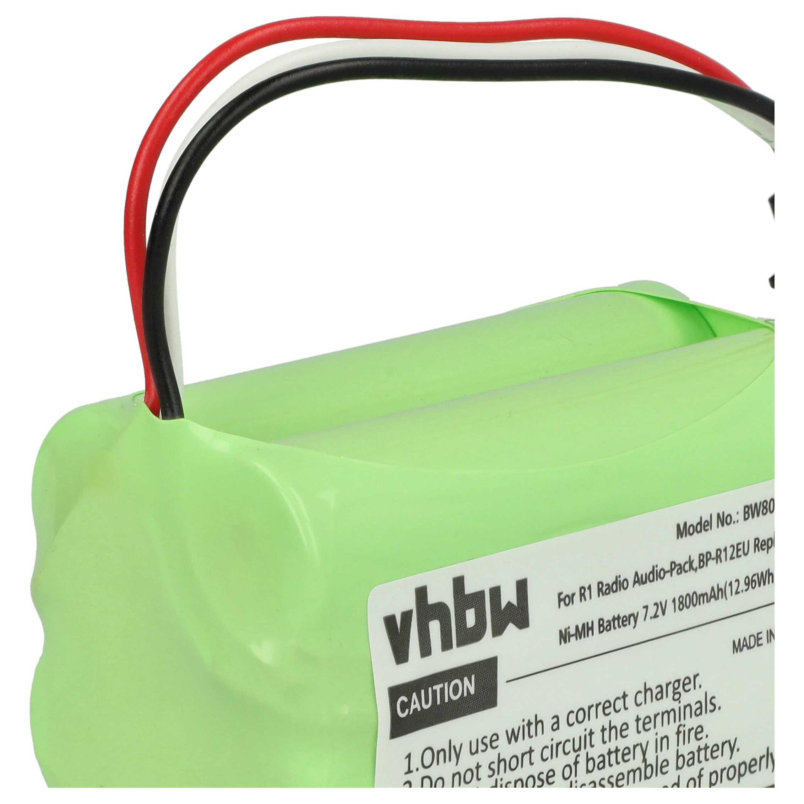 vhbw batteria sostituisce Teac BP-R1, BP-R12EU, BP-R1EU, BP-R2, BP-R5 per digital radio (1800mAh, 7,2V, NiMH)