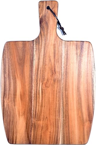 AMPSEVEN Tabla de cortar grande de madera de acacia con asa tabla de cortar de madera para carne verduras frutas queso decoración de cocina 157 x