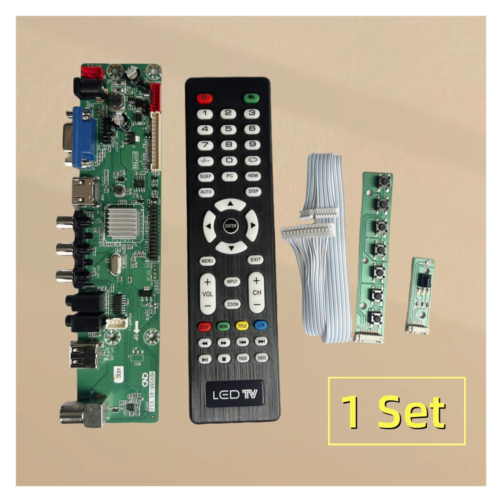 Carte Mère TV Universelle V56/V59 avec Carte Pilote, Prend en Charge La Carte TV Standard DVB-T2 (Comprend Le Kit De Boutons De Télécommande