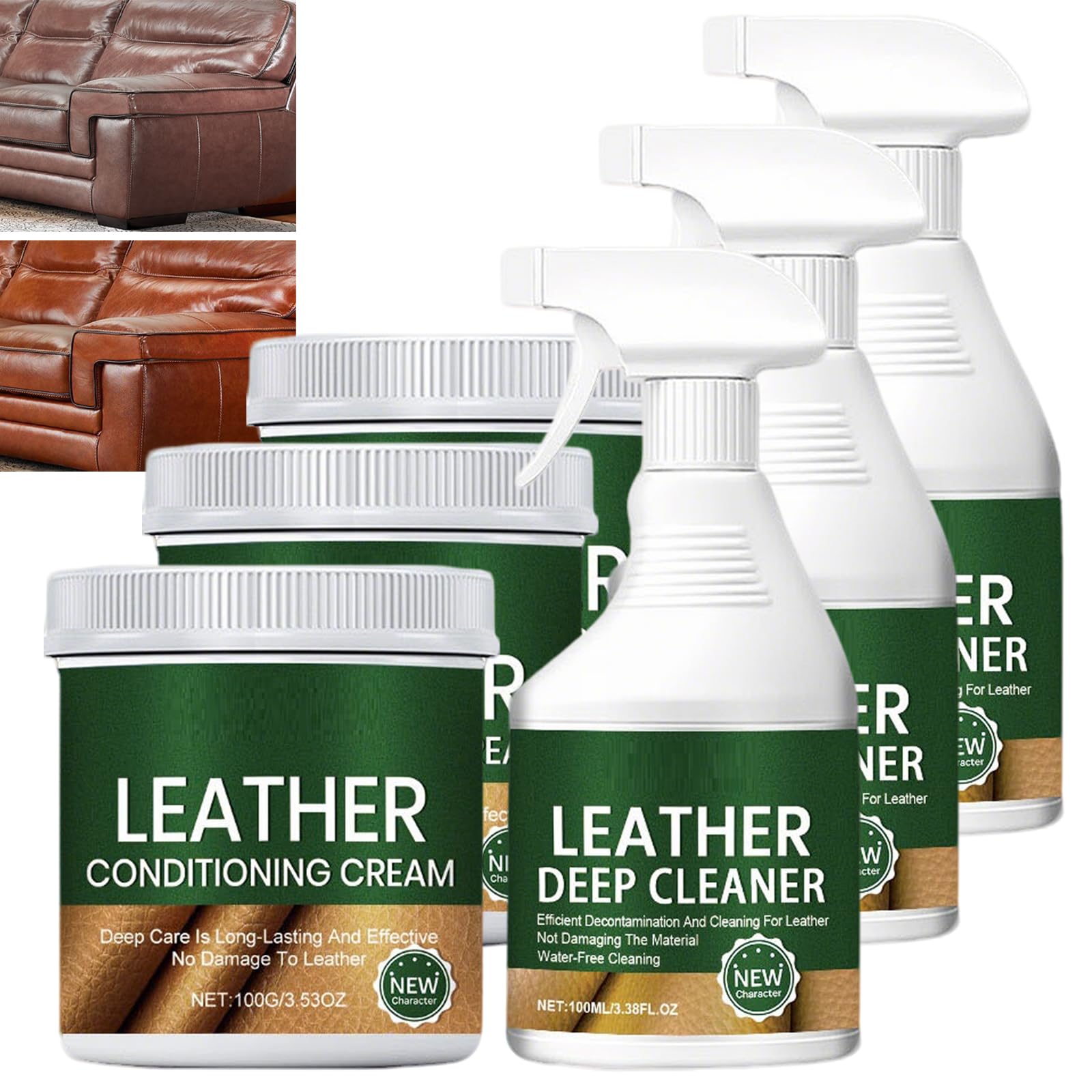 Lederreiniger & Pflegecreme, Lederpflege-Set, Mehrzweck-Lederpflege, Oberflächenreinigungscreme, Lederp/flege-Schutz, Pflege für Möbel- & Bekleidungsleder. (3PCS)