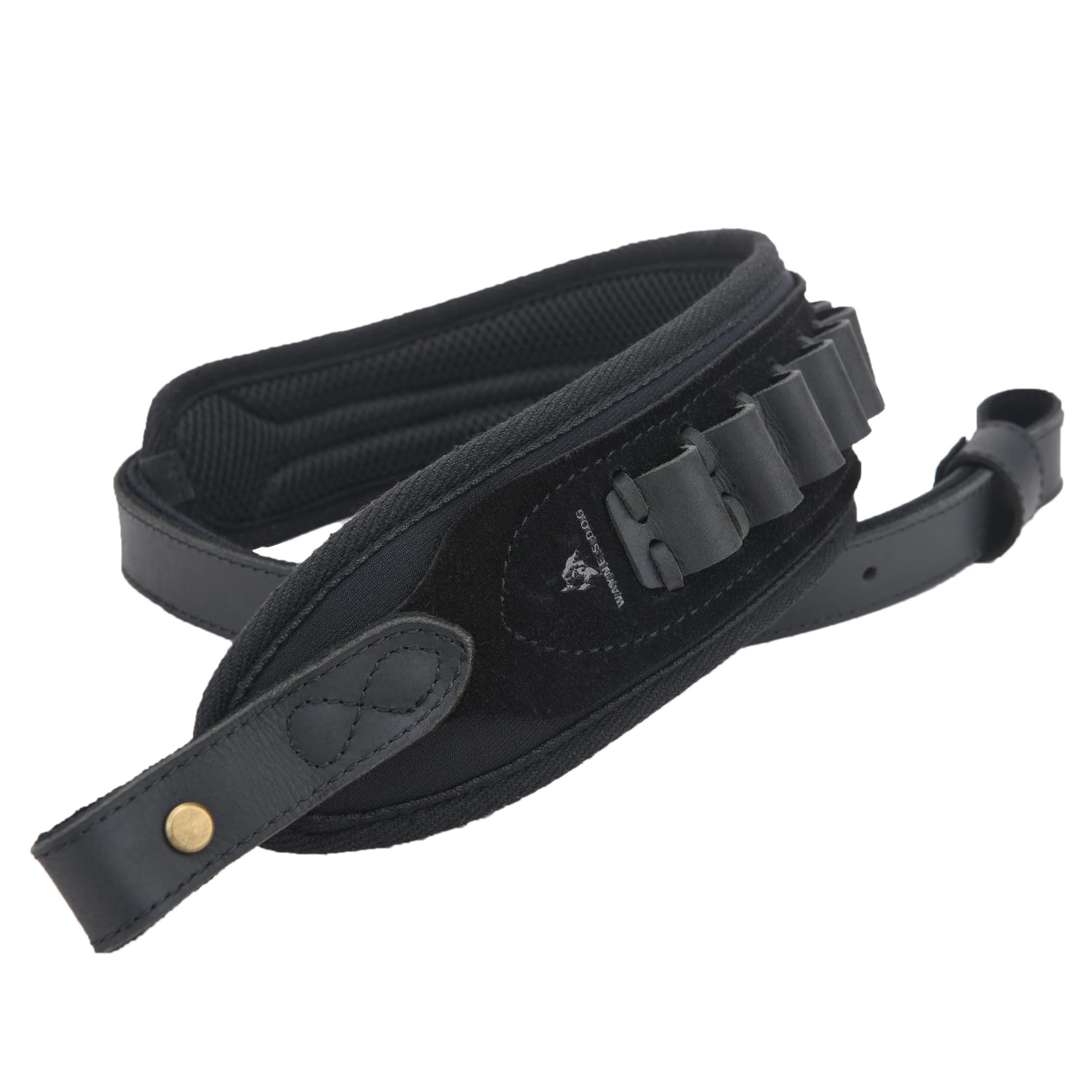 OXPANG Leather Rifle Shoulder Strap Gun Sling with Ammo Holder .308 .45-70 .30-30 .22LR (Black, Without Swivels, .308 .45-70 .30-06 .44MAG)