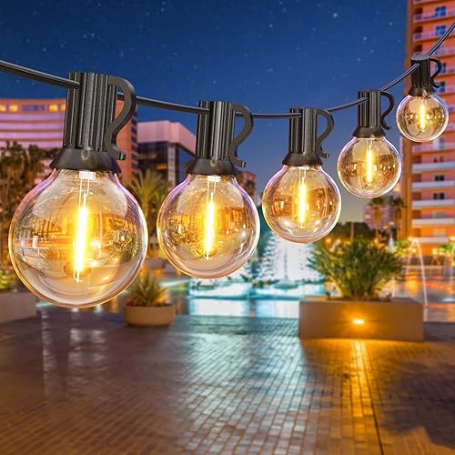 GPATIO Guirnalda de luces para exteriores de 25 pies, luces impermeables para patio (blanco cálido, 25 pies, blanco cálido)