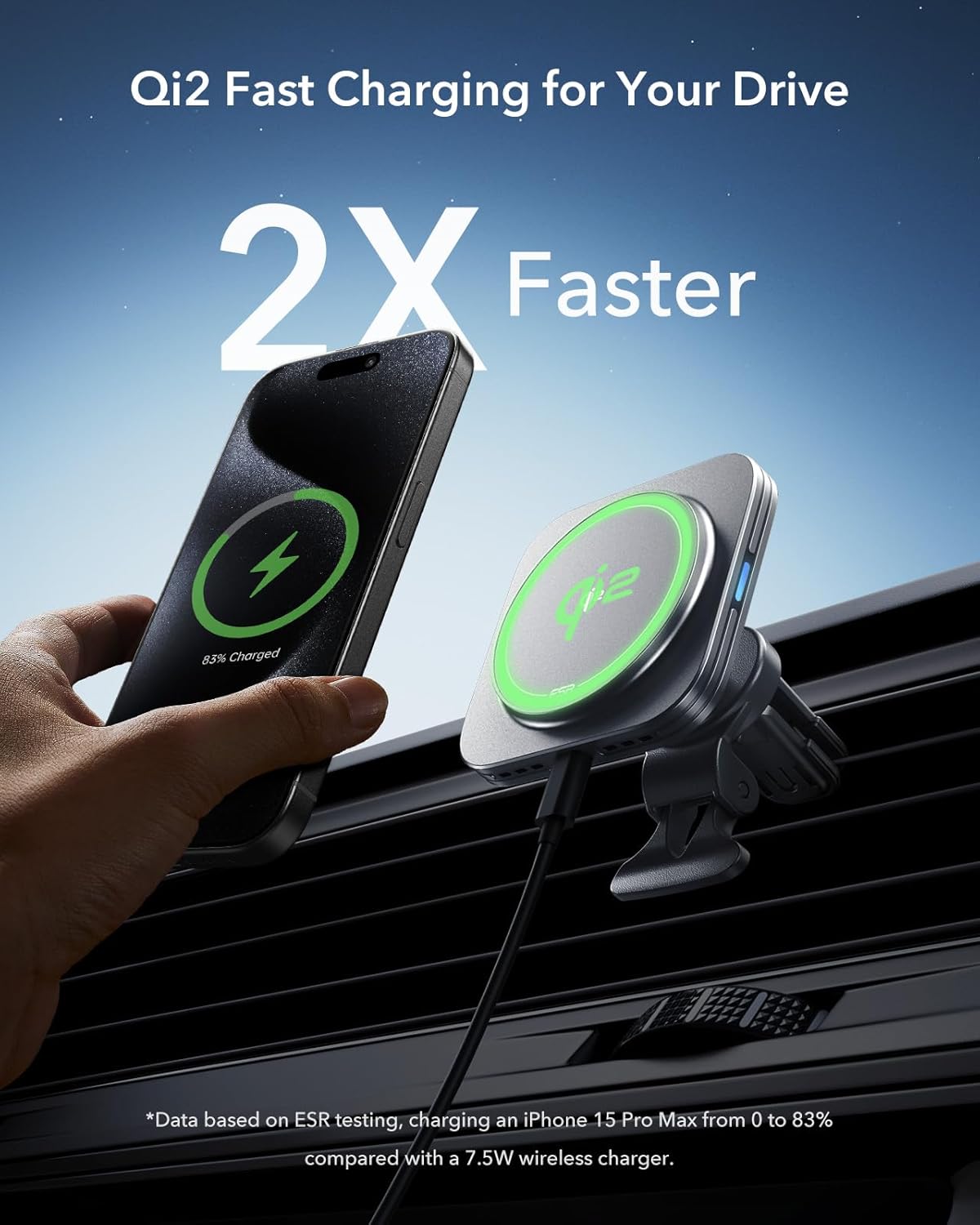 ESR for Qi2 15W MagSafe Car Mount Charger, Qi2-Certified MagSafe Car Charger, Air Vent/Dashboard Magnetic Wireless Car Charger,Car Phone Holder Mount for iPhone 16/15/14/13/12/Galaxy S25,Fast Charging