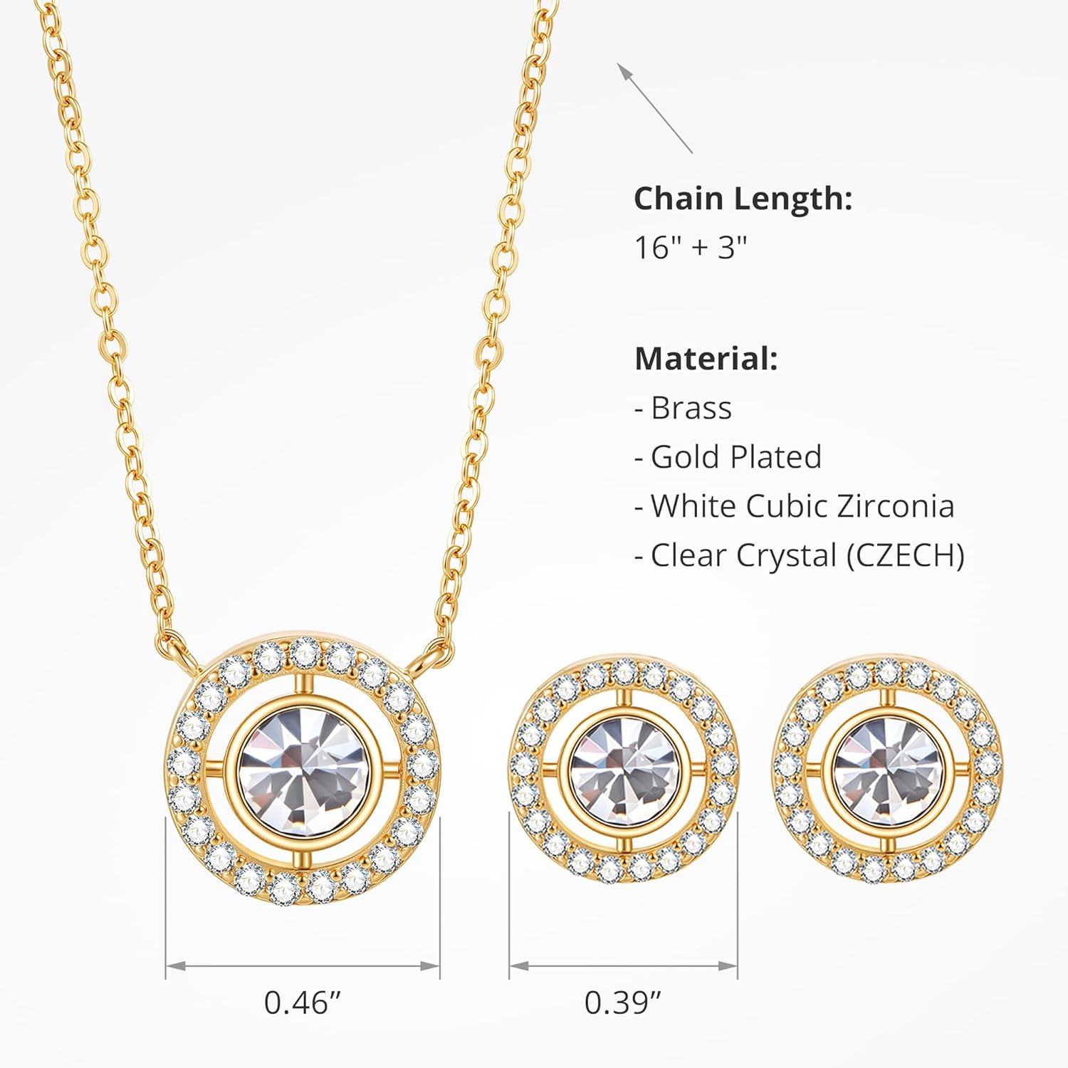 COBI Jewelry Set for Women, 18K Gold & Rhodium Plated CZ Necklace & Earrings, Clover Halo Infinity Solitaire Feather Designs, Dainty Crystal Pendant Sets, Trendy Fashion Gifts for Her - Image 2