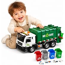 12" Garbage Truck Toy for Kids Ages 3-8, Large Trash Truck Vehicle