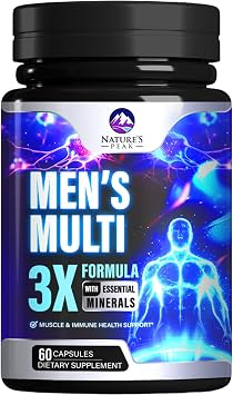Mens Multivitamins Supplement - Complete Daily Multivitamin for Men with Vitamin B12, A, C, D, E, Zinc, Calcium, Iron, Folate - Immune Health & Energy Support - High Potency & Non-GMO - 60 Capsules