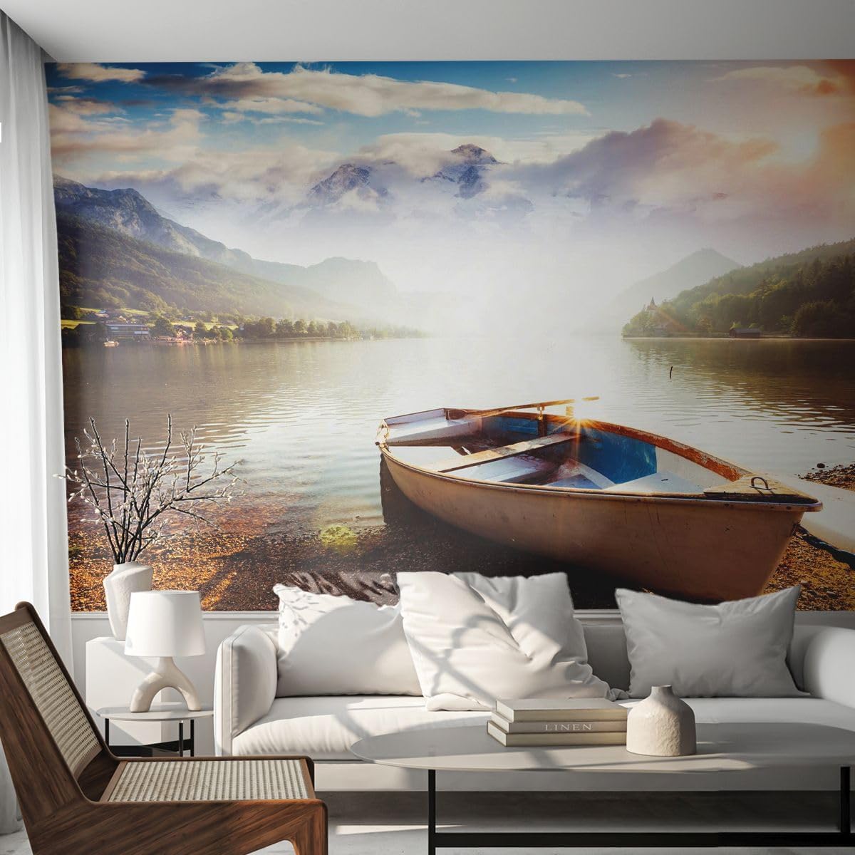 Papier peint panoramique bateau de pêche 250x175 cm pour salon