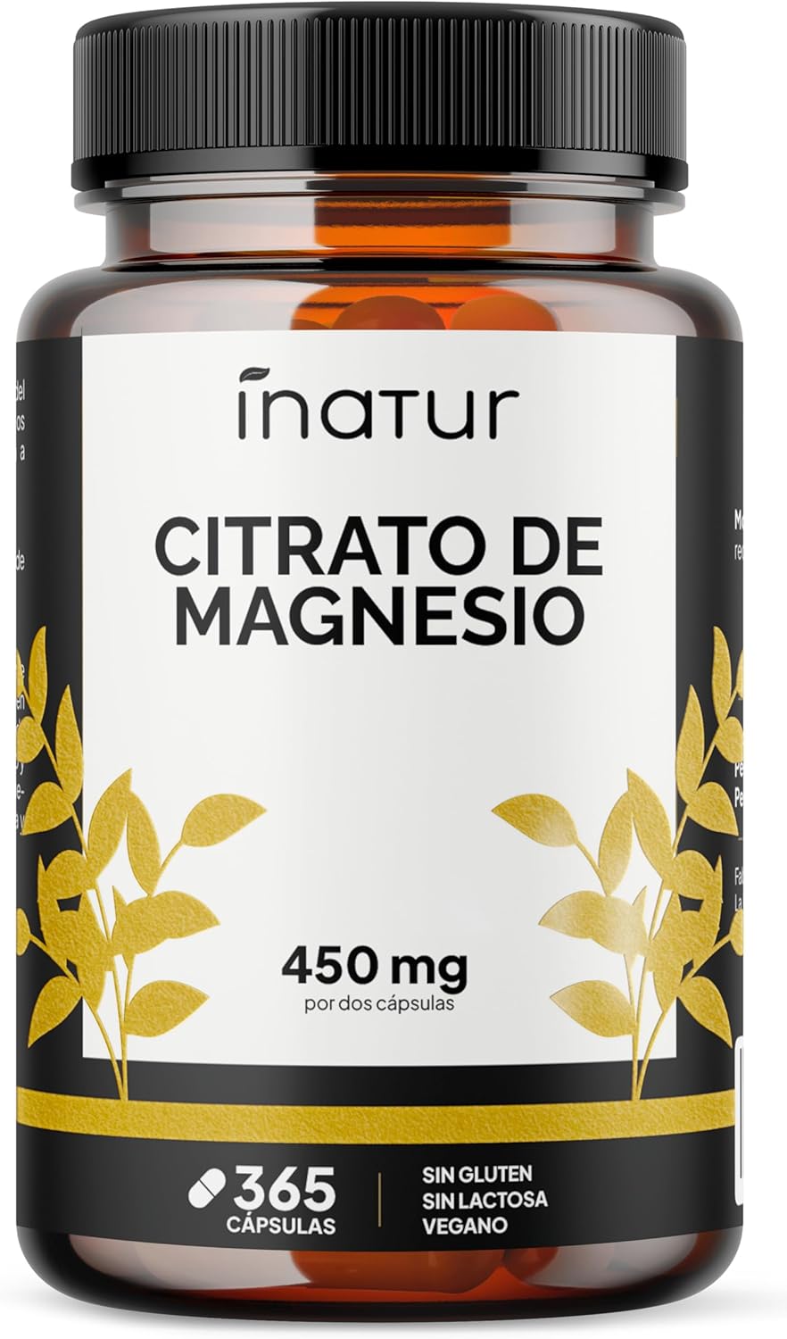Citrato de Magnesio 365 Cápsulas Veganas - 450mg Magnesio Puro Alta Biodisponibilidad