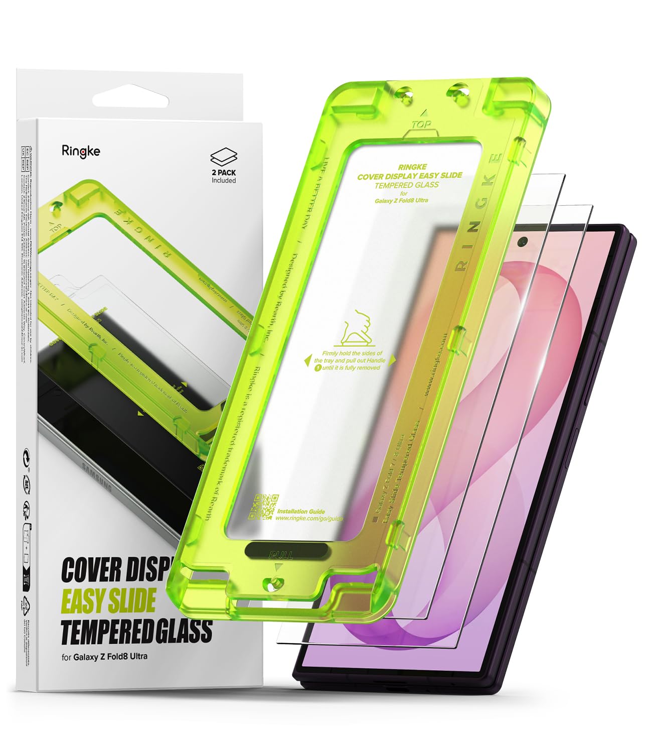 Ringke for Samsung Galaxy Z Fold 8 Ultra Front Screen Protector | Cover Display Easy Slide [2 Pack] 9H Scratch-Resistant Tempered Glass, HD Clear, Shatterproof, Installation Tool-image-17