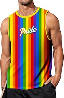 AOBUTE Mens LGBT Rainbow Flag Tank Top Gay Pride Sleeveless Tee Shirts