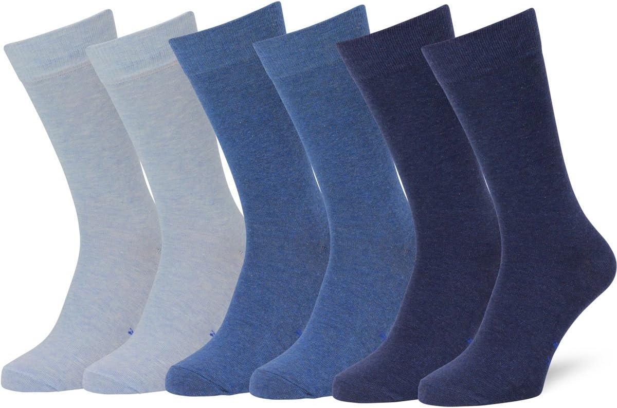 Easton Marlowe Mens Dress Socks - Plain Colors - 6 Pack Combed Cotton - Dress Socks for Men Mens Socks