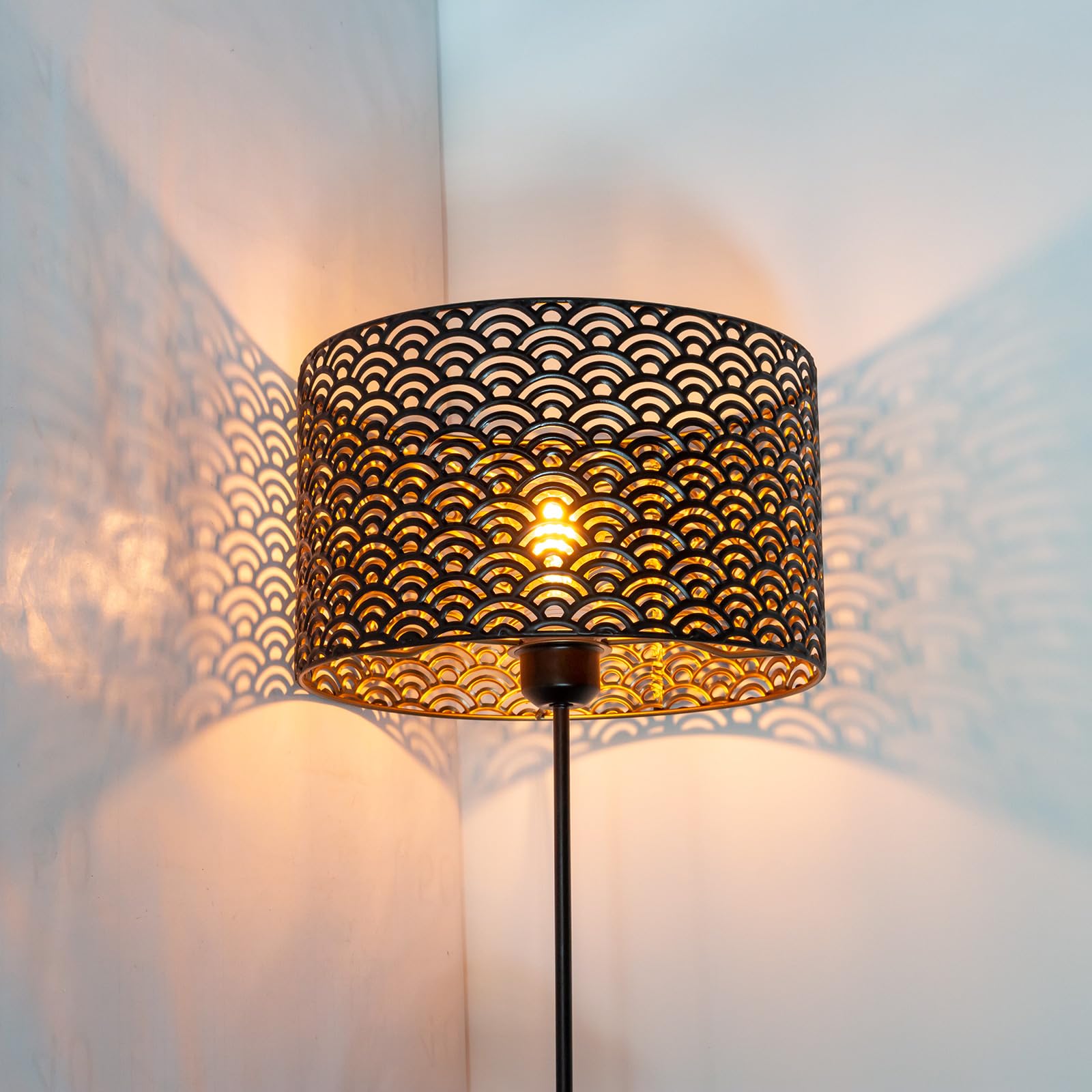 Osasy Pendant Light Shades,Metal Drum lamp Shades Table/Chandeliers/Desk Shades,Hollow-Carved Design Replacement lampshades - Image 2