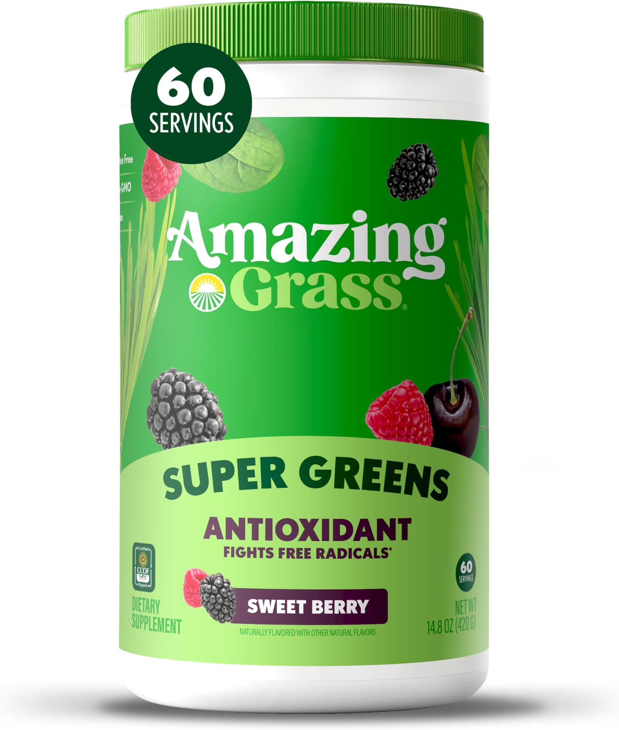 Green Superfood with Antioxidant Sweet Berry (14.8oz,420g)