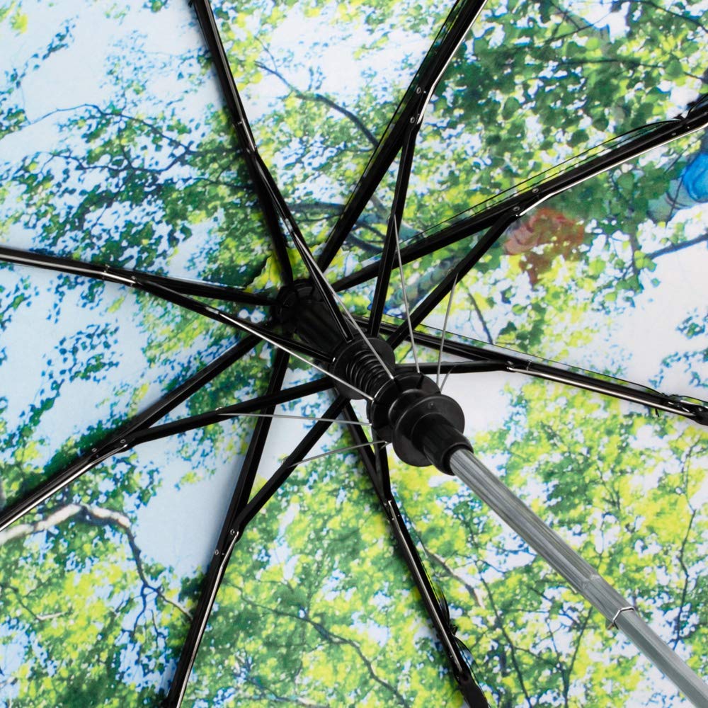 Fare Parapluie Pliant Compact Automatique Imprimé Forêt, Noir