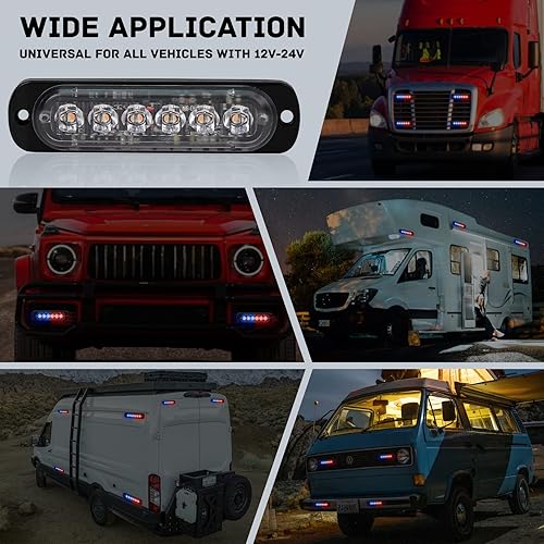 Miniatura 3 de Paquete de 4 luces estroboscópicas LED para vehículos, camiones, kit de luces estroboscópicas de emergencia de 12 V a 24 V, advertencia de peligro,