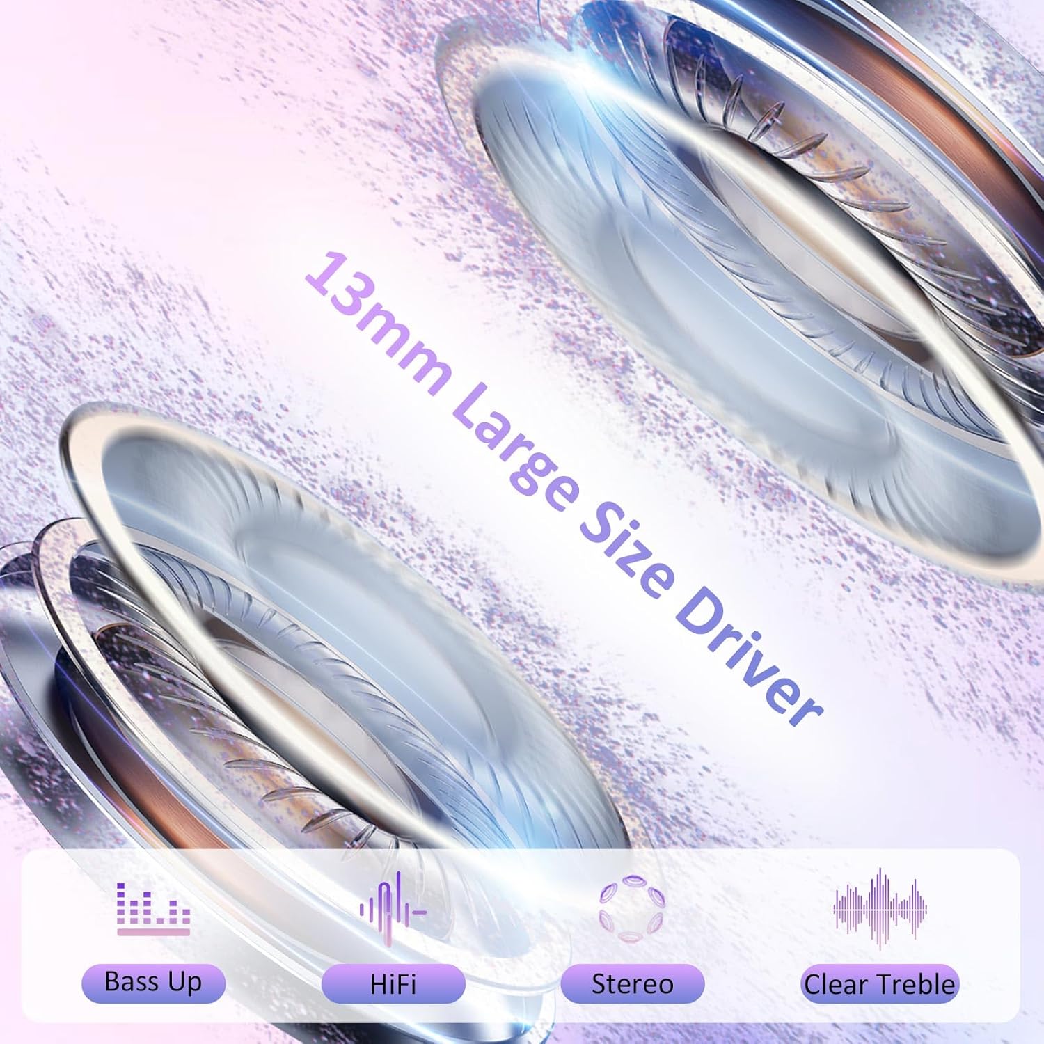 Wireless Earbuds Bluetooth 5.4, 6 Mic ENC Noise Cancelling Clear Call, in Ear Buds Deep Bass HiFi Stereo Sound, Big Dual LED Display 48H Playtime Earphones IP7 Waterproof Headphones Android iOS Purple