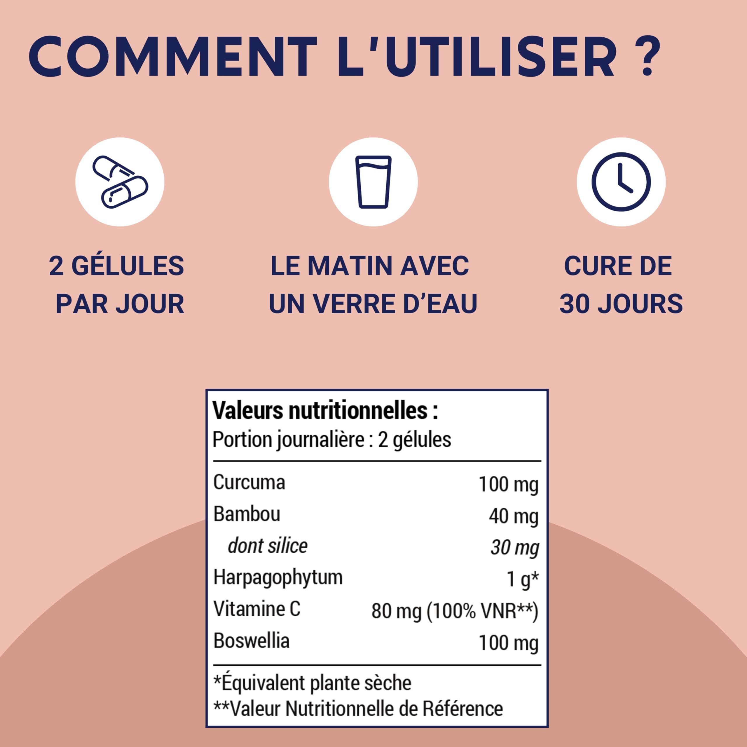 FORMULE ARTICULATIONS | Curcuma, Harpagophytum, Boswellia Serrata, Bambou | Articulations, Souplesse, Mobilité | Complement Alimentaire 100% Naturel | 60 Gélules | Fabriqué en France