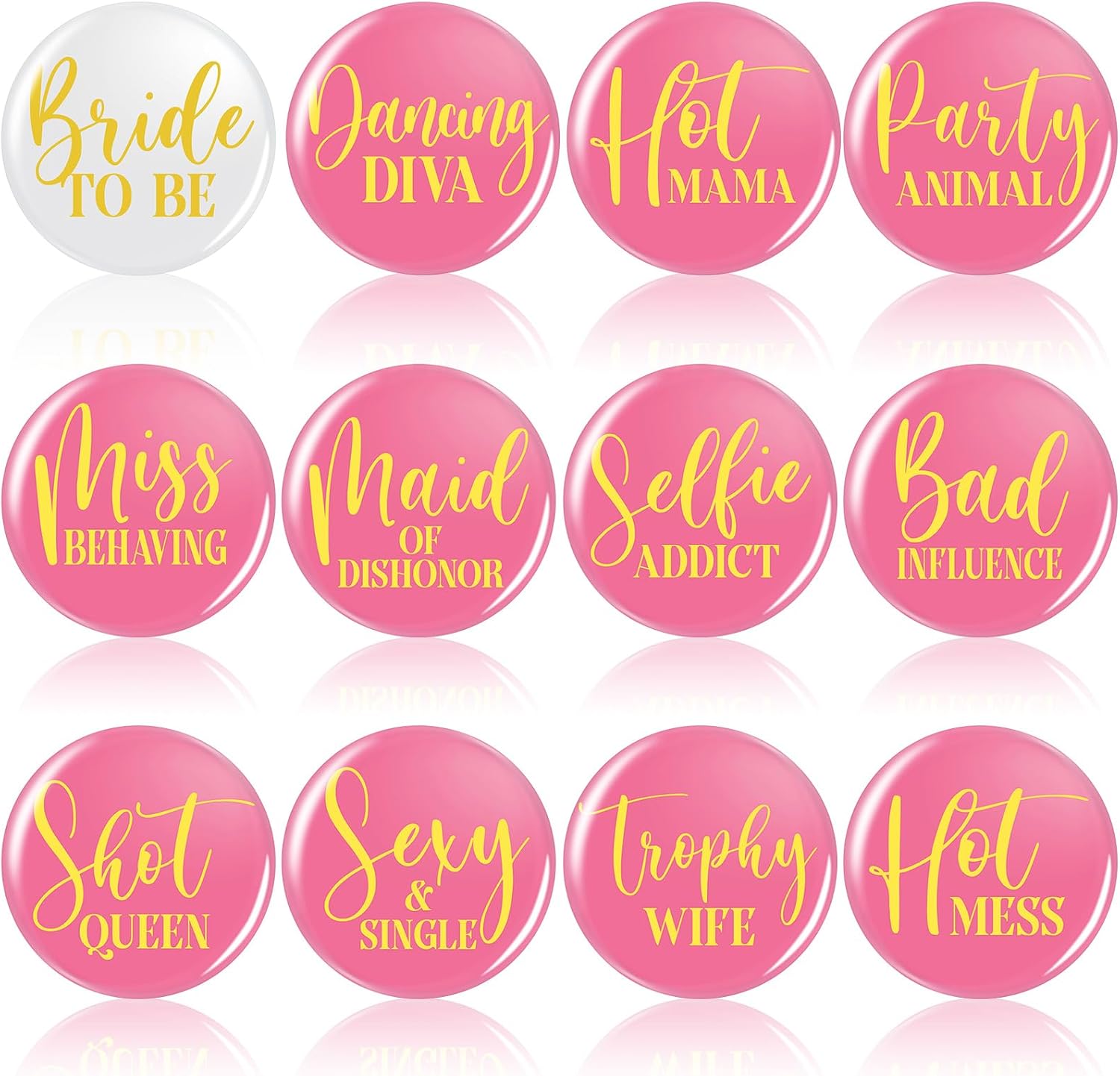 Suncalla 12 Pcs Bachelorette Party Pins Bride to Be Button Pin Wedding Bride Tribe Funny Bridesmaid Gift for Team Bridal Maid of Honor Bachelorette Hen Party Bridal Shower Engagement