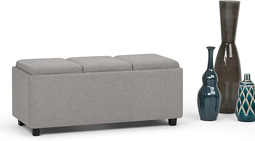 Miniatura 424 de Otomana rectangular de almacenamiento de cuero sintético Simpli Home Avalon., Cuero, Marrón Azul,Marrón Chocolate,Cloud gris,Gris oscuro,Azul