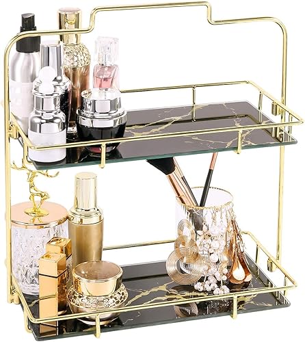 Make-up-Organizer-Regal, 2-stufiger Kosmetik-Aufbewahrungskorb mit Abnehmbarer G