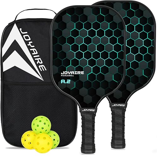 Pickleball Paddles Set of 2, Fiberglass Pickleball Set, Lightweight Honeycomb Core Pickle Ball Rackets 2 Pack, Pickle Ball Paddle with 4 Pickleball