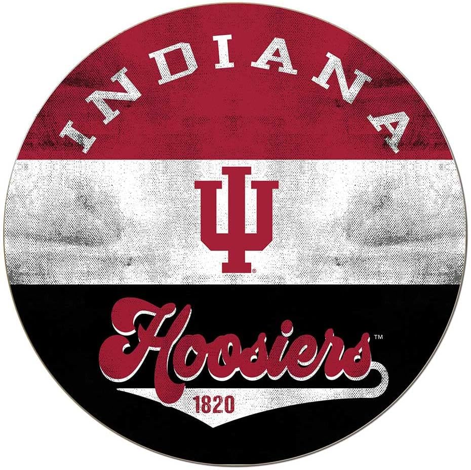 KH Sports Fan Indiana Hoosiers Multi-Color Retro Circle Sign, 20x20 Inches, Hoosiers Decor for Dorm Room, Bedroom, Fan Cave, Living Room; Display Your Team Spirit with This Unique Indiana Hoosiers Wall Art
