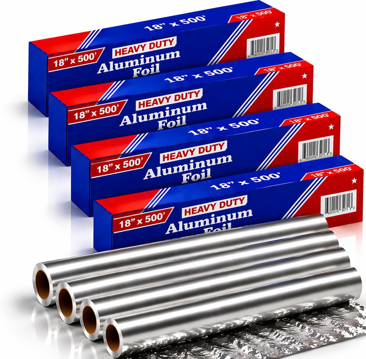 Heavy Duty Aluminum Foil Roll 18 Inch x 500 Feet, Extra Thick Commercial Grade Aluminum Foil Roll, 18x500 Foodservice Foil for Cooking, Grilling, Baking & Food Storage (1 PACK)
