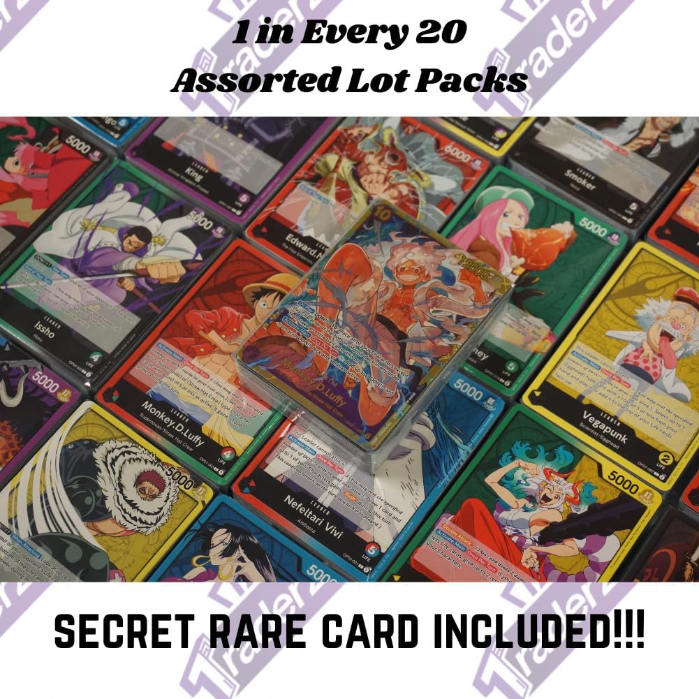 50 English One Piece Cards with Guaranteed SR, 1 in 20 Packs Contain a Secret Rare!