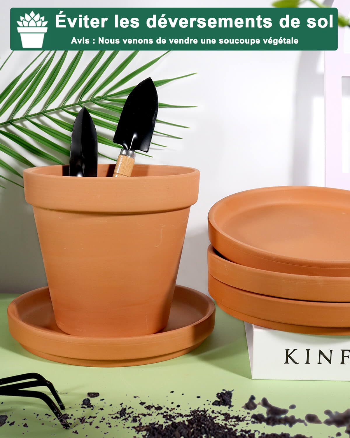 vensovo Lot de 6 petites soucoupes pour pot de fleurs en terre cuite de 12,7 cm, plateaux de fleurs en argile parfaits pour pot de fleurs de 10,2 cm, 11,4 cm, 12,7 cm avec trou de drainage